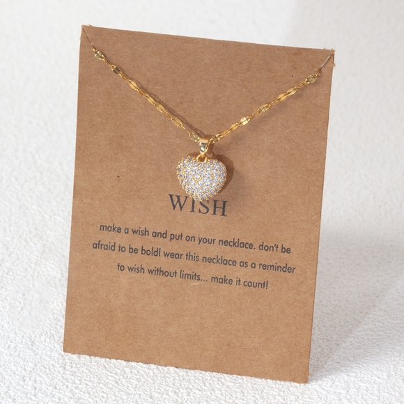 Sliver & Gold heart diamond necklace - Picture 3 of 5